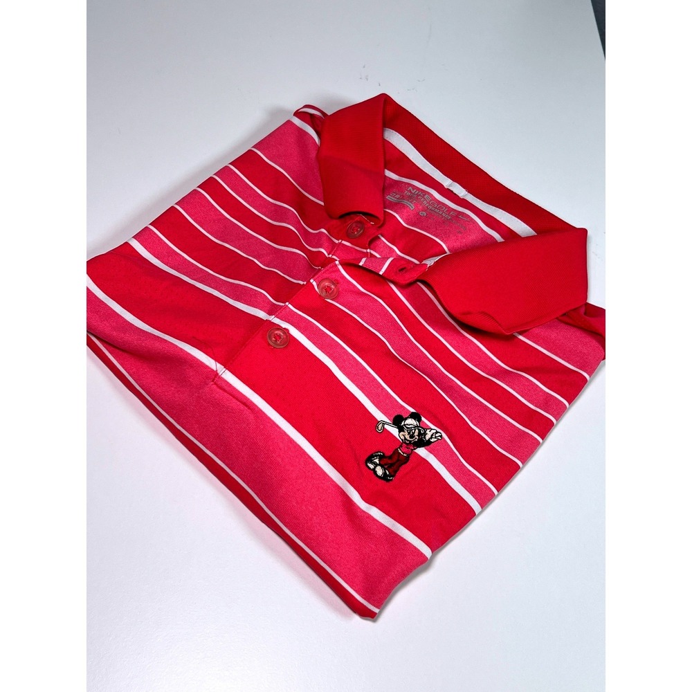 Nike Golf Dri-FIT Mickey Mouse Polo Mens XL Pink Striped Disney Golf Preppy